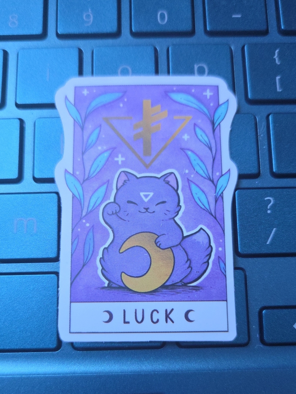 Purple Lucky Cat Sticker - Decorative Cat Decal